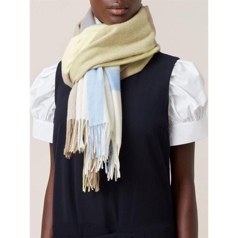Mulberry Large Check Lambswool Scarf Lemon 